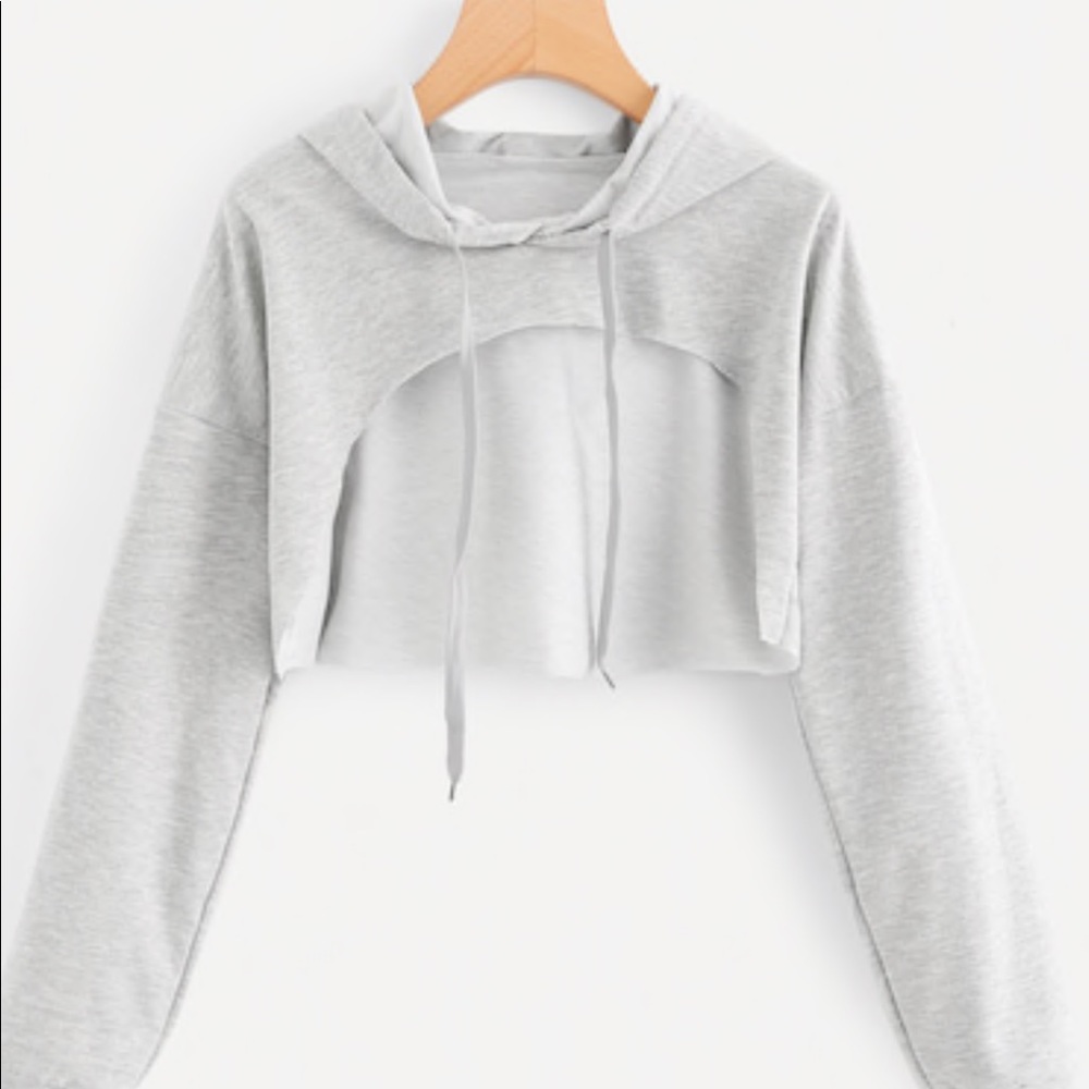 Drop shoulder cut out front hoodie